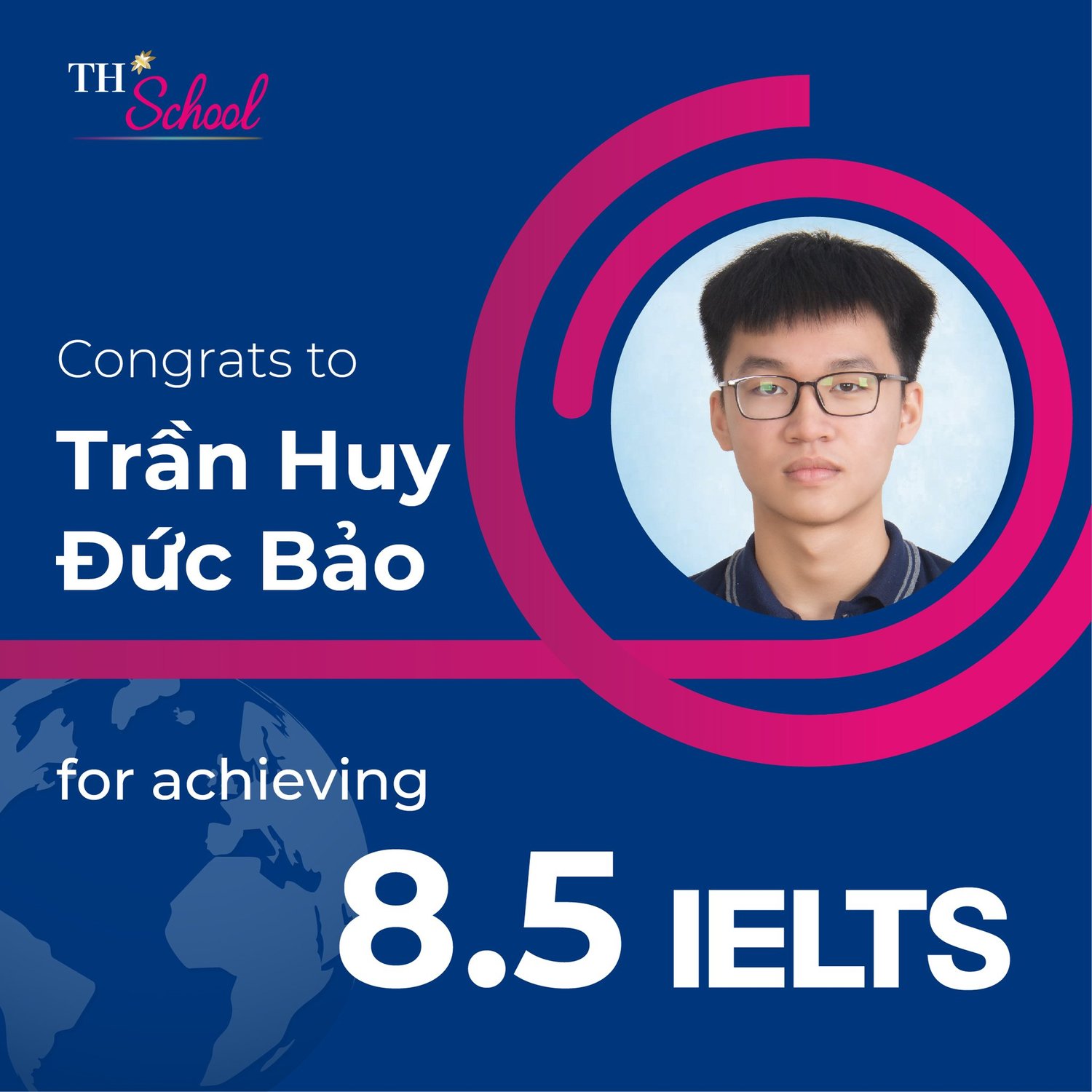 Tran Huy Duc Bao - student of TH School just got 8.5 IELTS
