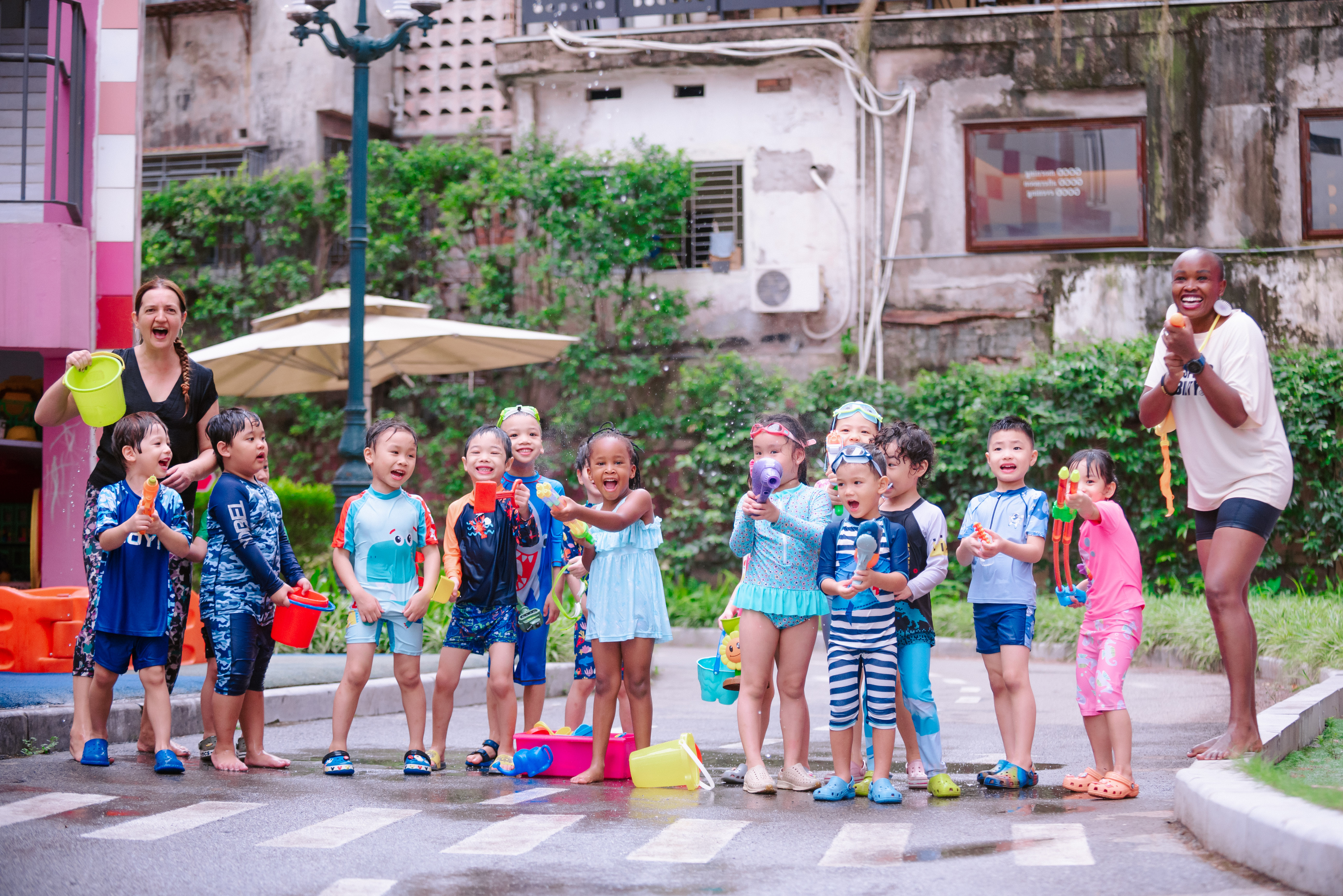 Water Play activity for KG students at TH School before summer break