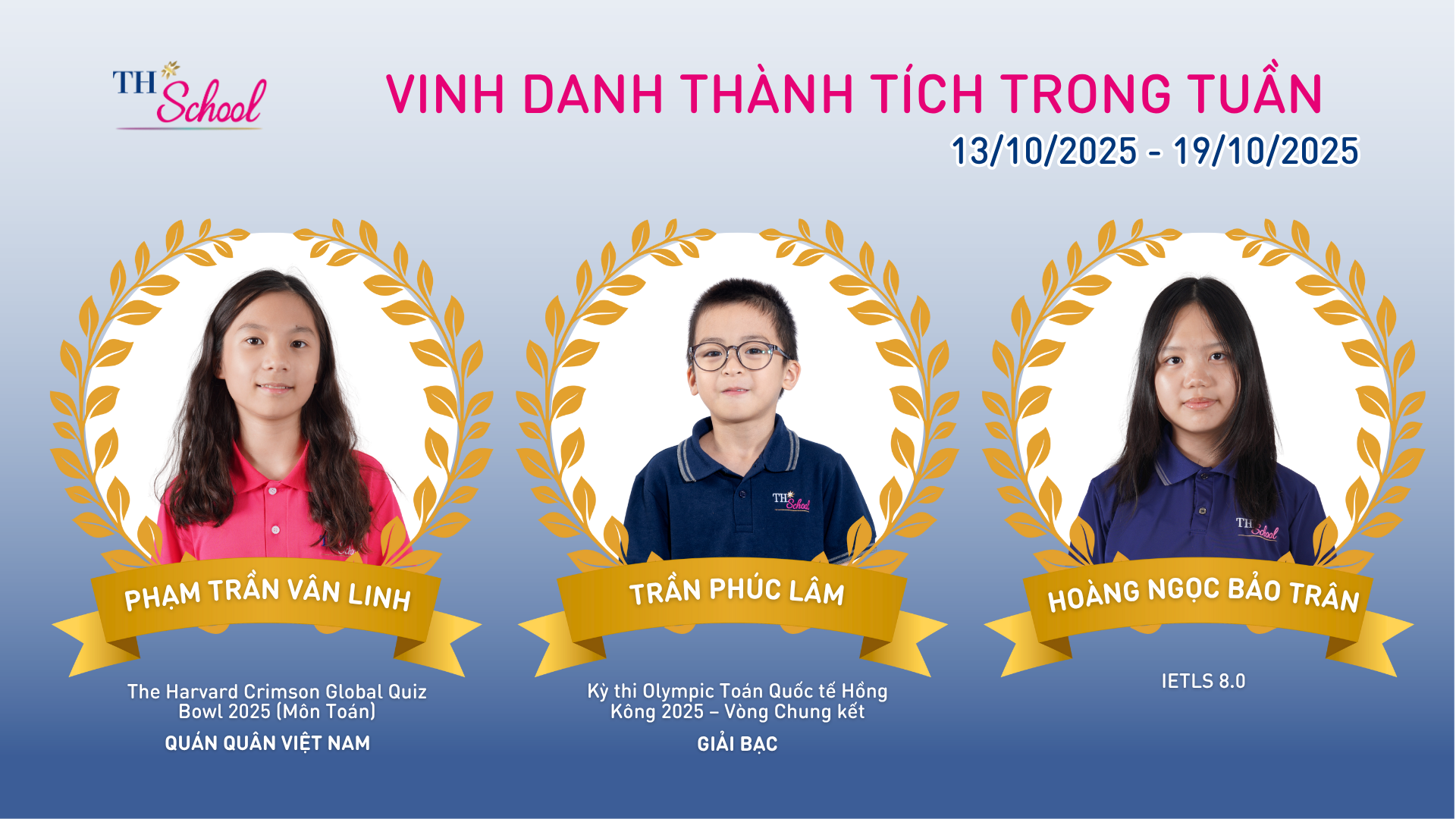 Vinh danh thành tích học sinh TH School tuần 13/10 - 19/10/2025