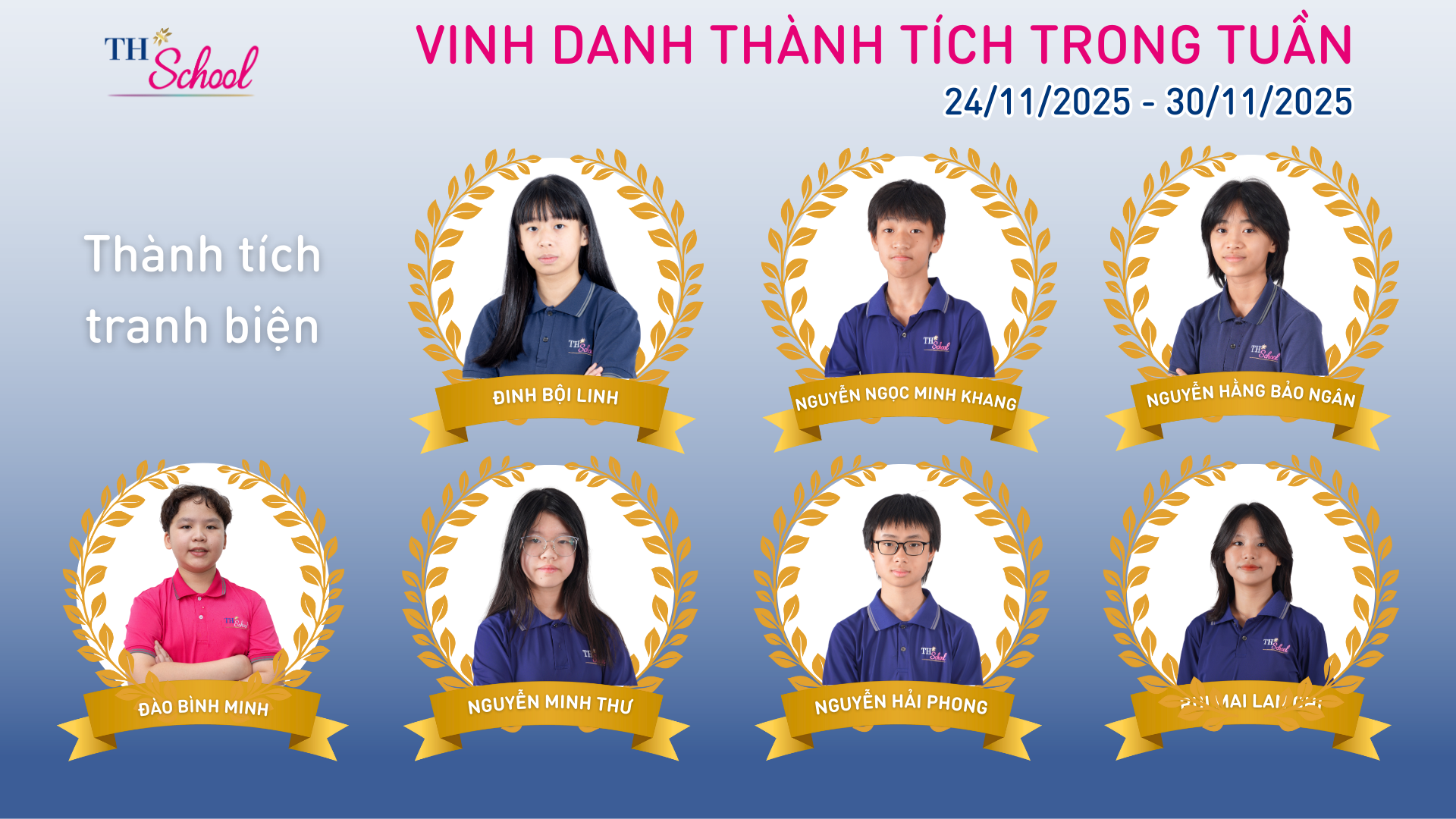Vinh danh thành tích học sinh TH School tuần 24/11 - 30/11/2025 - Phần 1