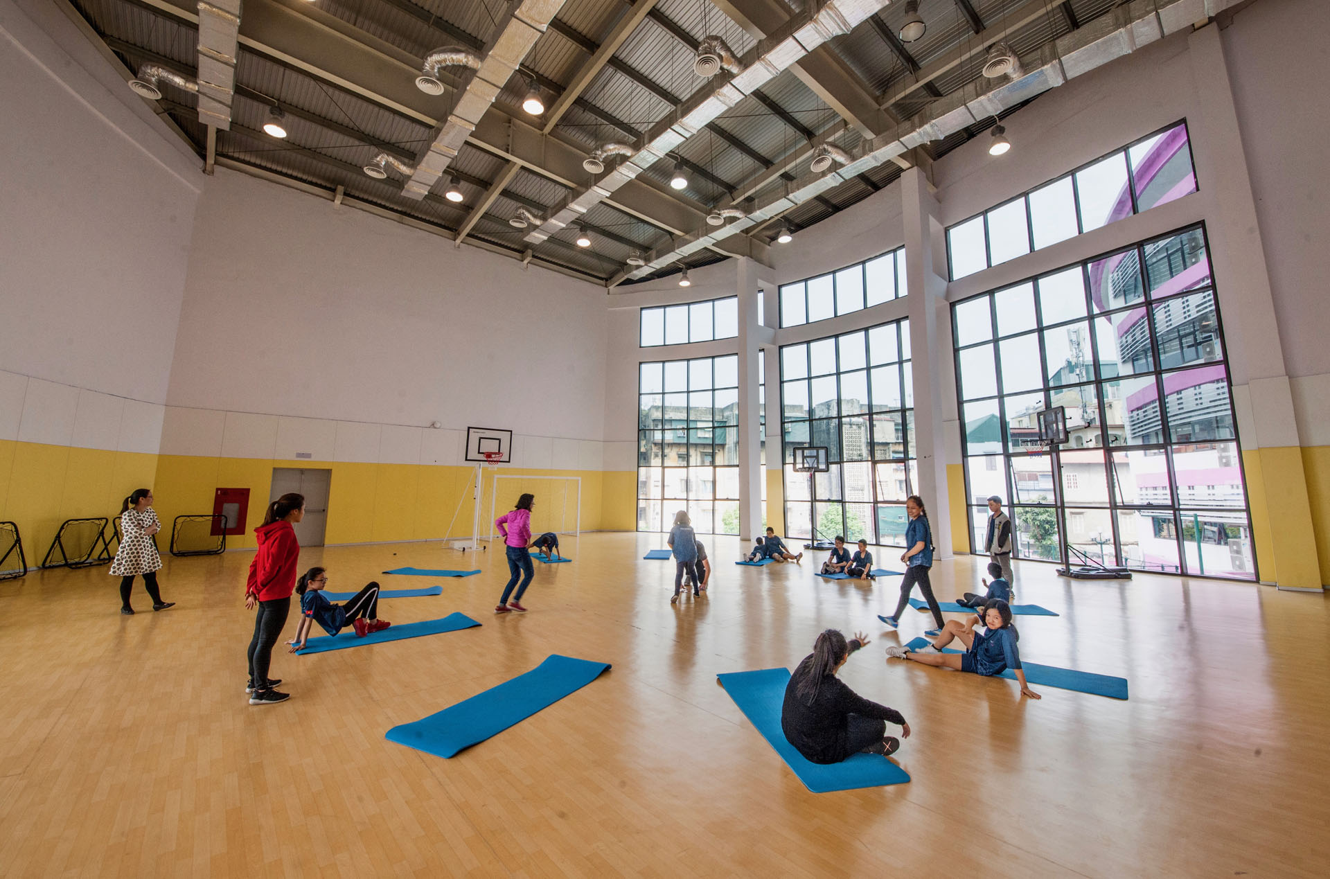 Fitness center and sports field