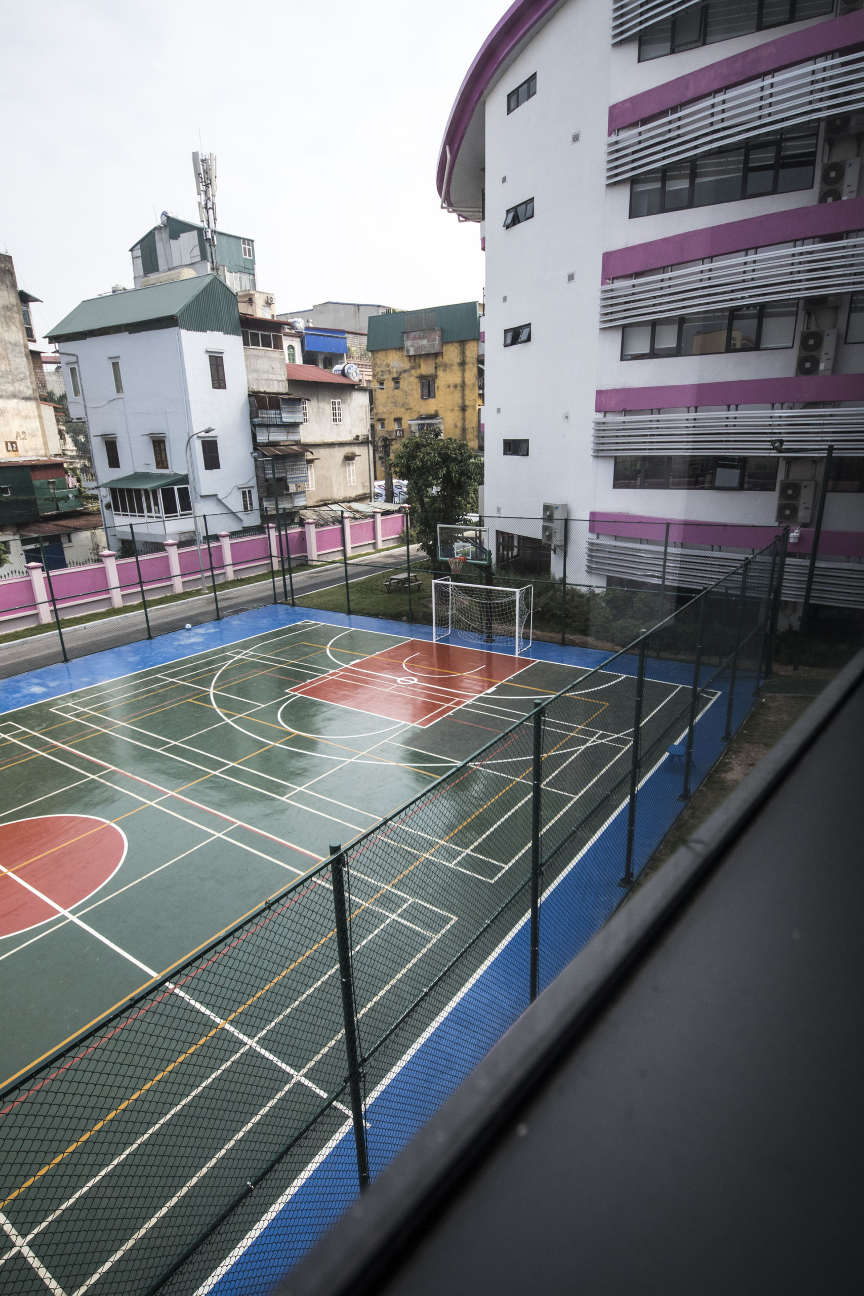 Fitness center and sports field